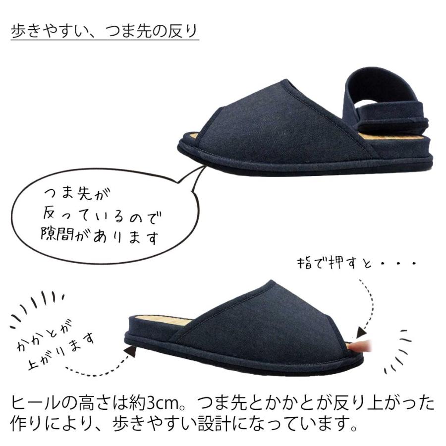 竹 スリッパ Dセノーテデニムレザー底 竹踏み Lサイズ 約28cmまで 日本