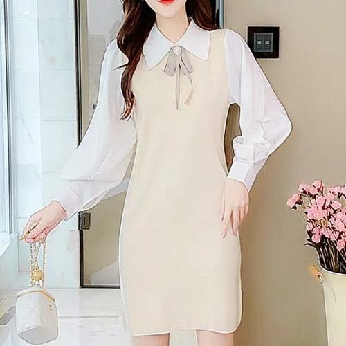 ニットワンピース 量産型 ガーリー 地雷系 お嬢様 韓国ファッション ゆめかわいい やみかわいい 原宿系 参戦服オルチャン 韓国 無地 襟付き 秋 冬 長袖 ショート Ls0417a451 Creostore 通販 Yahoo ショッピング