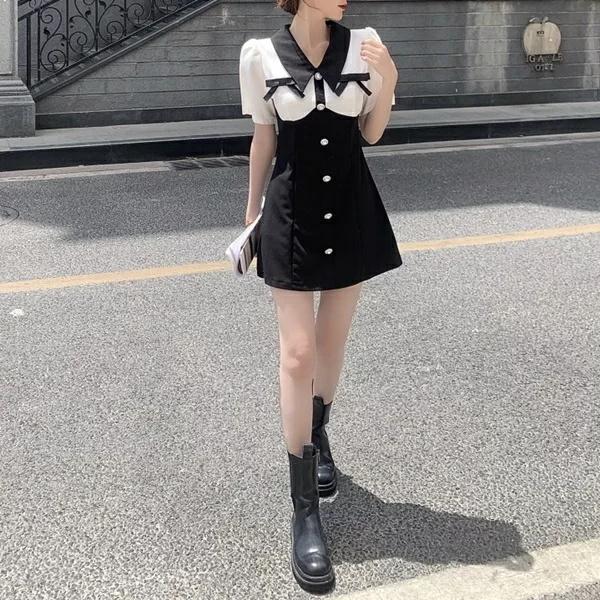 ワンピース バイカラー 量産型 地雷系 お嬢様 韓国 ゆめかわいい やみかわいい 原宿系 参戦服 レディース オルチャン 可愛い 夏 半袖 ショート丈 ミニ丈 リボン Ls0417a498 Creostore 通販 Yahoo ショッピング