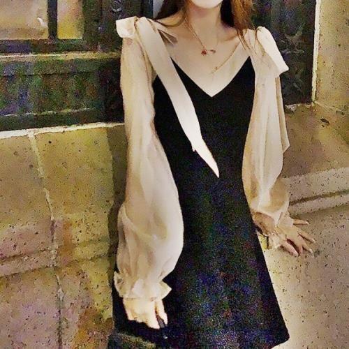 レディースファッション 安心 保証 量産型 参戦服 お嬢様 韓国 ゆめかわいい やみかわいい 原宿系 地雷系 ワンピース 肩リボン オルチャン 無地 Vネック 春 秋 冬 長袖 ひざ丈 ひざ上丈 おしゃれ R055s4olpf Www Tigrisautoglass Com