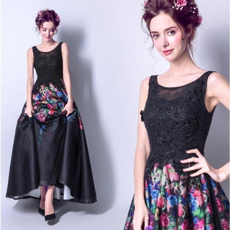 オンラインストアオーダー 黒 プリンセスドレス マキシ丈ドレス パーティードレス エレガント フェミニン 演奏会 ピアノ着痩せイブニングドレス フォーマル 代30代40代50代 花柄 ネット売り Www Superavila Com