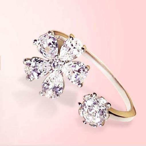指輪 リング フリーサイズ アクセサリー レディース オープンリング シルバカラー ゴールドカラー 花 フラワーモチーフ キラキラ ラインストーン 女|creostore|11