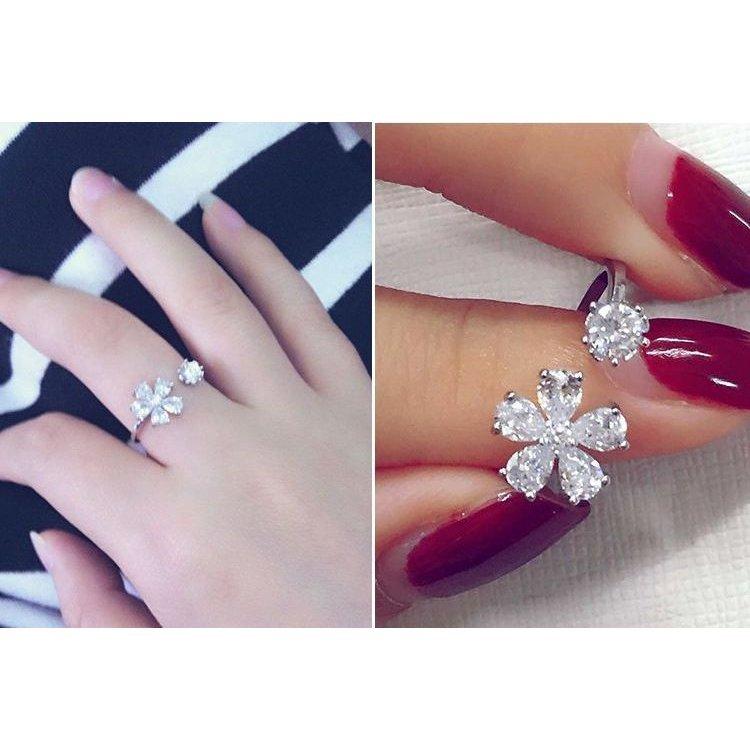 指輪 リング フリーサイズ アクセサリー レディース オープンリング シルバカラー ゴールドカラー 花 フラワーモチーフ キラキラ ラインストーン 女|creostore|07