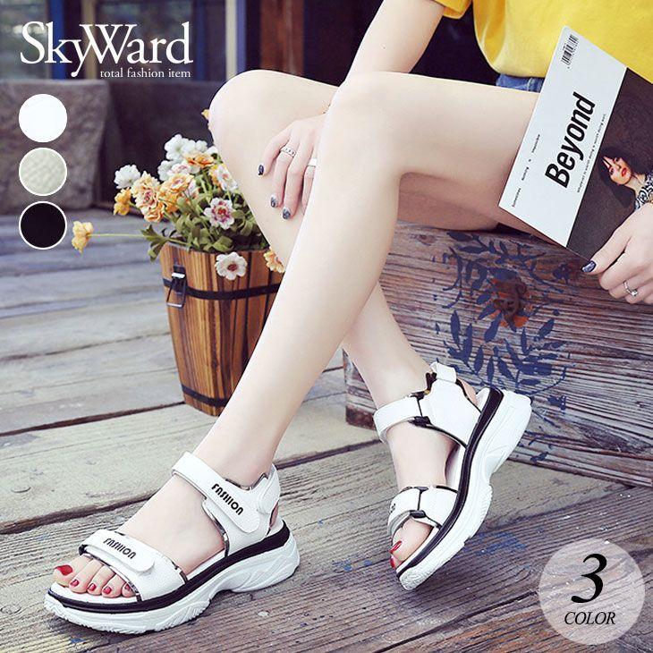 厚底 スポーツ サンダル マジックテープ レディース おしゃれ 可愛い 流行 カジュアル シンプル きれいめ 春 夏 シューズ 歩きやすい 靴 美脚 通気性 快適 Puレ Sw0608c2376d2f Creostore 通販 Yahoo ショッピング