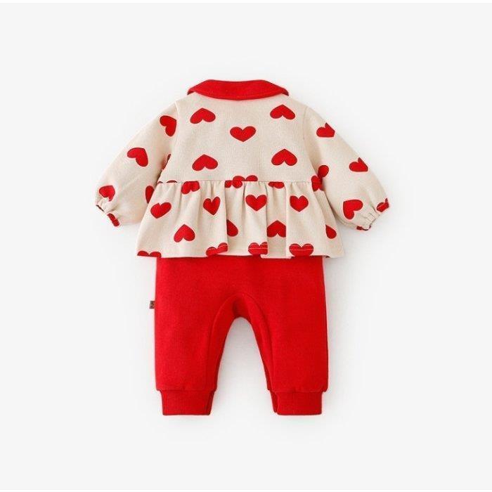 高速配送 赤ちゃん ベビー服 カバーオール ロンパース 綿 長袖 春秋 新作 女の子 可愛い ハート柄 韓国子供服 新生児用 お出かけ 満月 百日 プレゼント レッド 安心の定価販売 Turningheadskennel Com