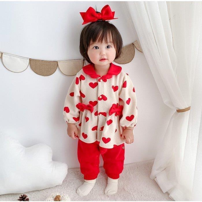 高速配送 赤ちゃん ベビー服 カバーオール ロンパース 綿 長袖 春秋 新作 女の子 可愛い ハート柄 韓国子供服 新生児用 お出かけ 満月 百日 プレゼント レッド 安心の定価販売 Turningheadskennel Com