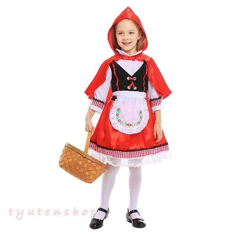 ハロウィン キッズ 女の子 赤マント付きメイド服 キャラクターコスプレ キッズ 田舎風 Wm0722b097 赤マント付きメイド服 Creostore ハロウィン クリスマス 可愛いワンピース子供用仮装コスチュームステージ衣装 舞台演出服 メーカー取寄せ
