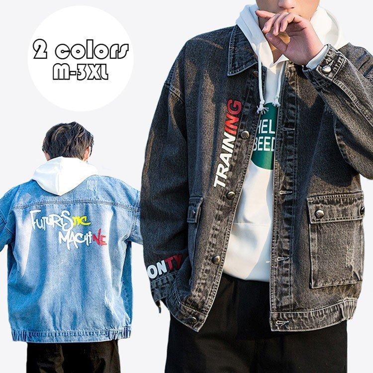 大感謝セール シンプル コート アウター 英字プリント Gジャン 個性 デニムジャケットメンズ 長袖 代30代40代 春秋 おしゃれ お兄系 シルエット大きいサイズ カジュアル Gジャン デニム サイズ M Www Ldlab It