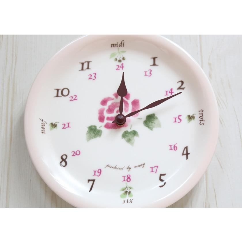 マニー many ローズ ラウンドプレートクロック Many マニー ローズ 陶器 ラウンドプレートクロック : クレッシェンド