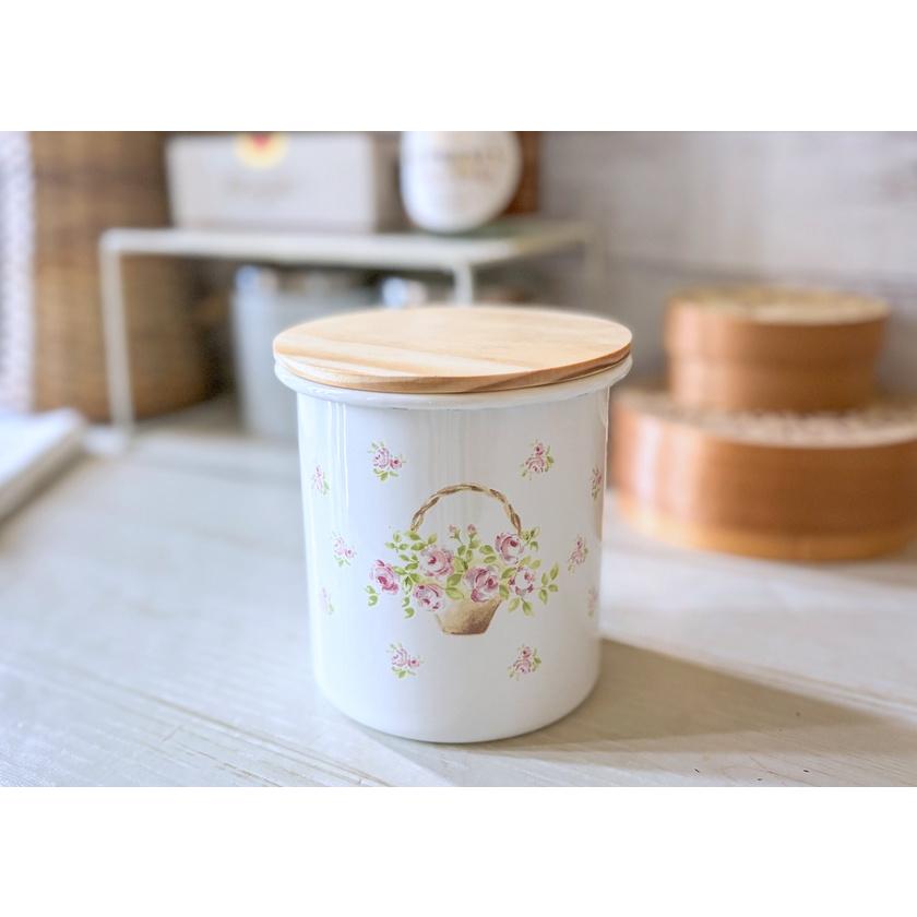 イマン ホーロー ストック容器 ローズバスケット 9/7まで限定