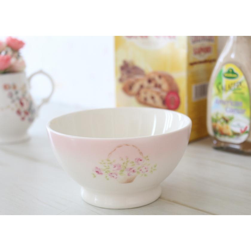かわいいピンクのバラ柄プチカフェオレボウル 希少デッド