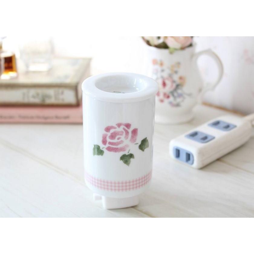 Many マニー カントリーチェック ローズ 陶器 アロマライト
