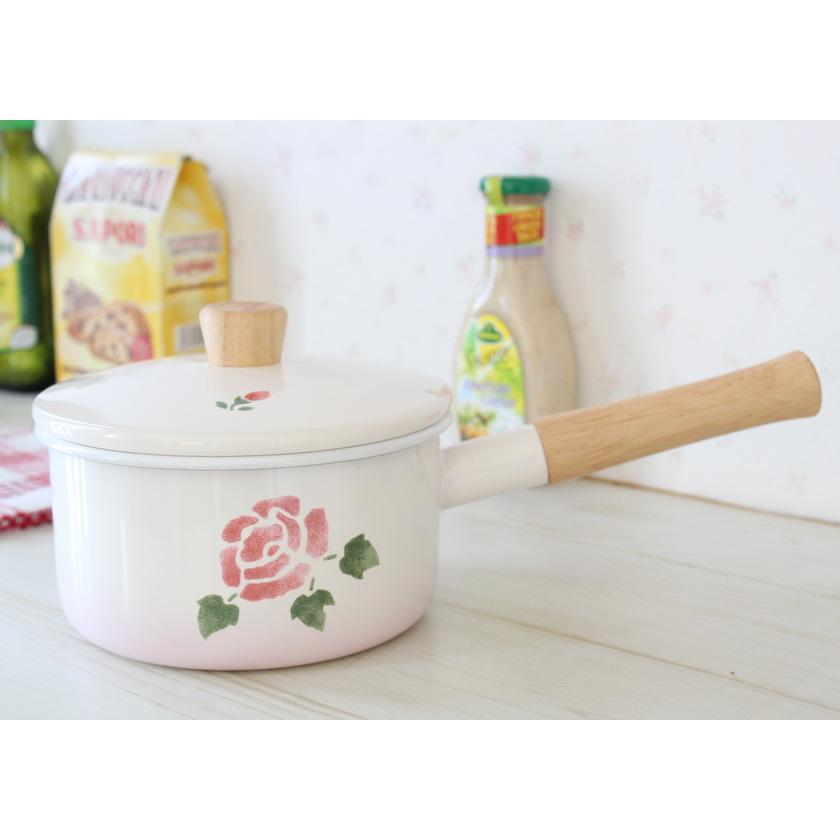 Many マニーローズ 16cm ホーロースープパン（ローズ） Many マニーローズ ホーロー 16cm スープパン : クレッシェンド - 通販