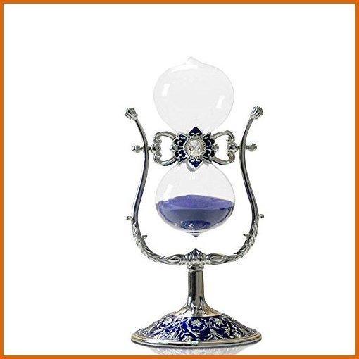 フルオーダー Timer Hourglass Sand Royal 砂時計 30 インテリア時計 Blue Crescent Metal Hourglass Minutes お得セール