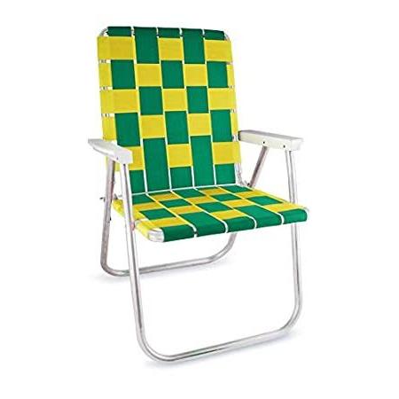 Lawn Chair USA Folding Aluminum Webbing Chair (Classic, Green//Yellow)
