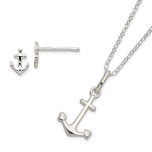 公式 送料無料 スターリングシルバー アンカー 18インチ ネックレスとポストイヤリングセット Nb07jpdyblwy Crescent Shop 通販 Yahoo ショッピング 安い購入 Chemicalmexico Com