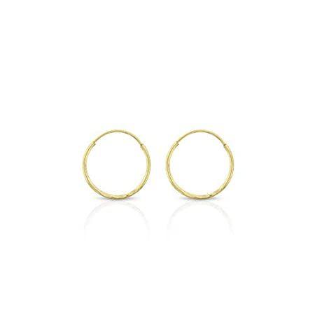 送料無料 14k Solid Gold Endless Diamond-Cut Hoop and 2022年のクリスマス - 3-Pa Earrings 10mm 【SALE／64%OFF】 Sizes 20mm
