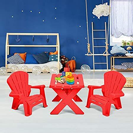 超美品 Chair Adirondack Set, Chairs 2 and Table Plastic Kids Costzon for & Indoor アウトドアチェア
