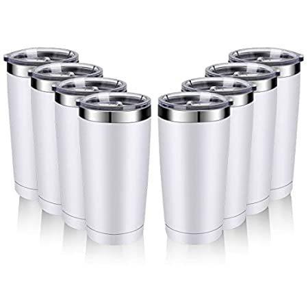8 Pack 20oz Travel Mug with Lids, Stainless Steel Vacuum Double Wall Bulk T