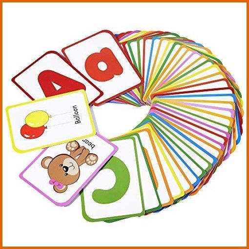 送料無料 Zazzykid アルファベット フラッシュ カード キッズ用 ティーチング 幼児 Abc 文字 と 言葉 52 両 上品な