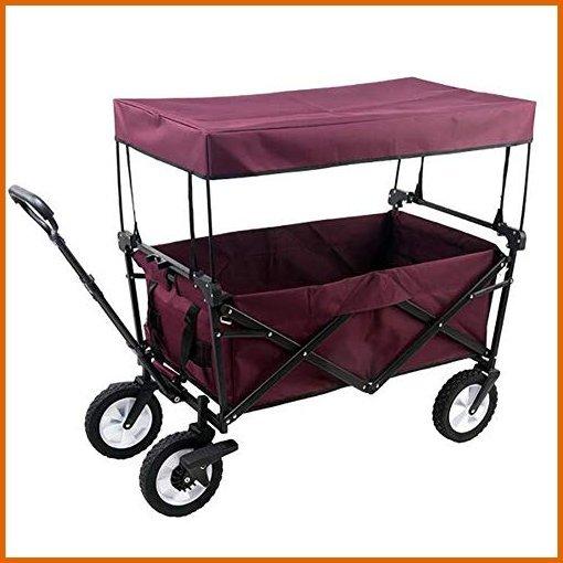 驚きの安さ 送料無料 Lq Xl Collapsible Folding Wagon Cart With Sun Rain Shade Adjustable Extendable Push Pull Handle Removable Canvas Canopy 全品送料無料 Technet 21 Org