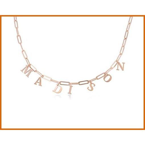 【値下げ】 Necklace Choker Link Name Oak&Luna 送料無料 in Gold Rose (18k Her for Gift Jewelry Delicate Classic - Plating Gold / 925 Silver Sterling チョーカー
