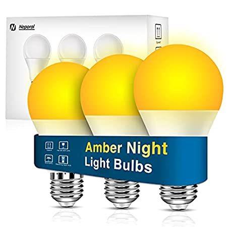 Neporal Amber Light Bulbs, 9W 60W Equivalent A19 Soft Light Bulbs, 3 Pack B