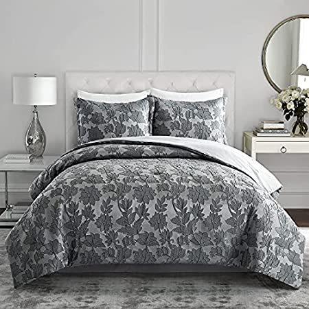 少し豊富な贈り物 Luxurious Pieces 3 ARTALL Bedding Set, Comforter Leaf Floral Jacquard Set, カバー、シーツセット