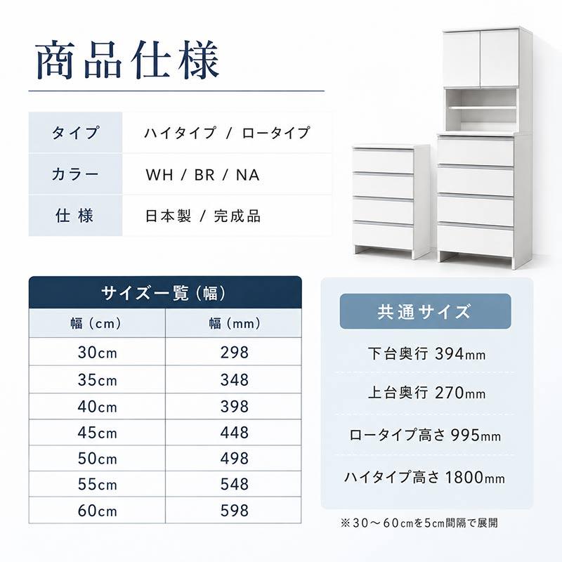 ランドリー収納 幅30cm ハイタイプ 高さ180cm 日本製 国産 艶あり 完成