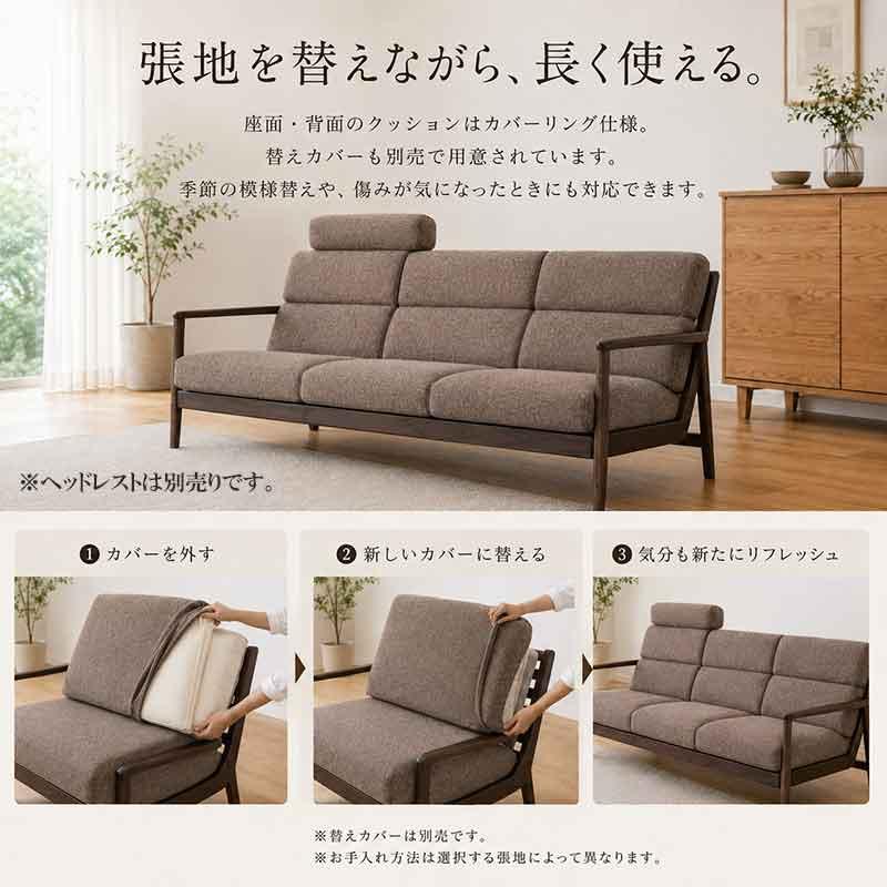 浜本工芸 No.8200 リビングチェア EOS張地 長椅子 3シートタイプ 幅