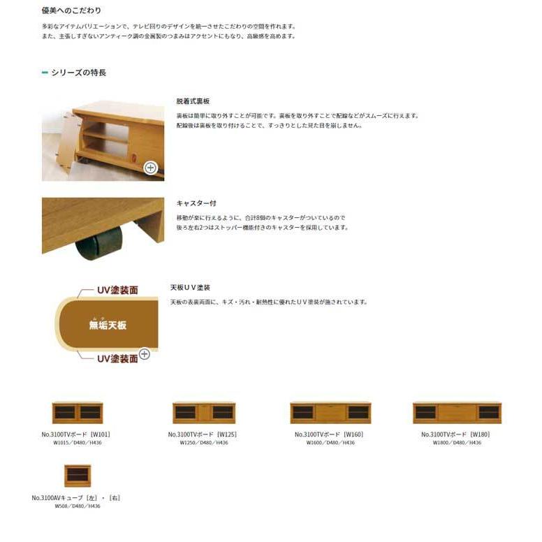 浜本工芸 テレビ台 180幅 テレビボード No.3100TVボード DA色 3100 NA