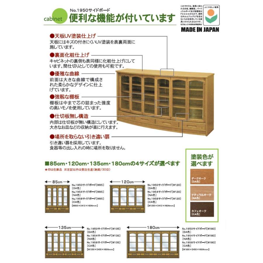 浜本工芸 サイドボード 完成品 引き戸 リビングボード 幅180cm NO