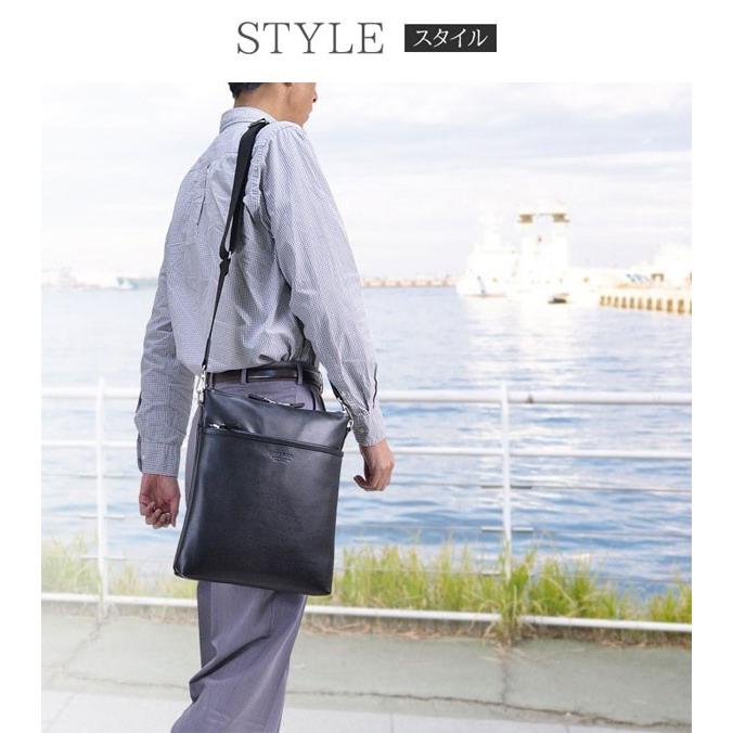ショルダーバッグ 日本製 豊岡製鞄 A4ファイル対応 合皮 薄マチ 縦型