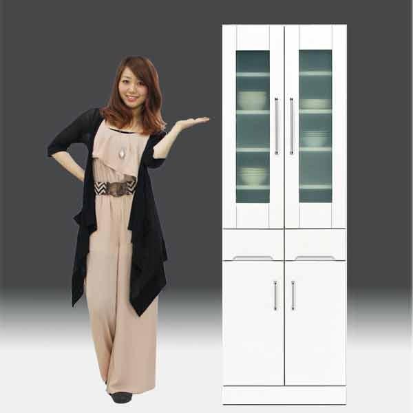 食器棚 白家具 鏡面 開梱設置送料無料 本製 一本立ち完成品 キッチン