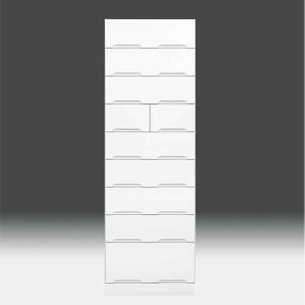 チェストタンス タワーチェスト 開梱設置送料無料 日本製 一本立ち完成品 幅60cm 9段 高さ180cm ハイタイプ 白 ホワイト 鏡面仕上げ SOK_1