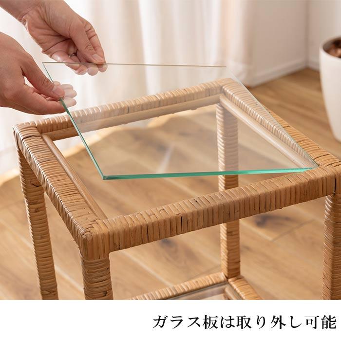 シェルフ ガラス ガラスシェルフ ラタン 籐 クリア 収納棚 ラック