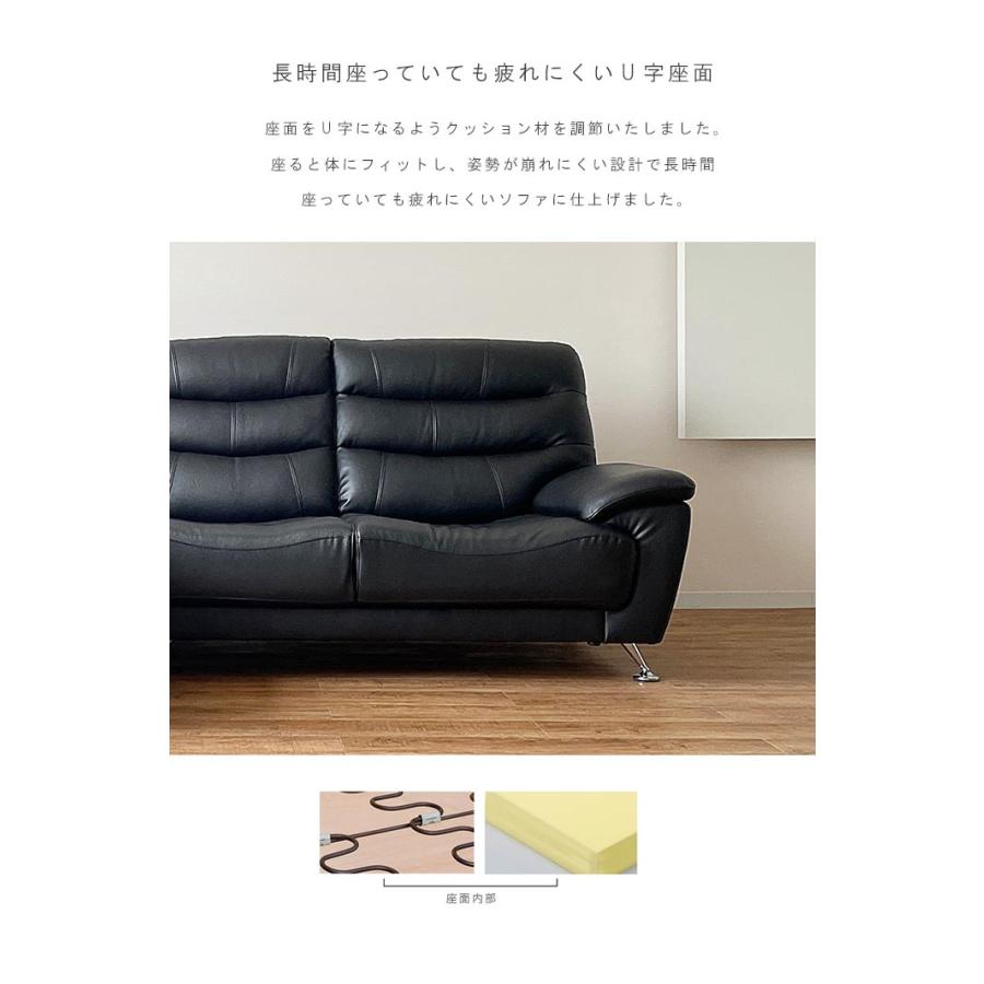 ソファ 3Pソファ 3人掛けソファ 革張り 背もたれ脱着式 スチール