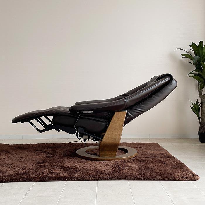 電動リクライニングソファー セミアニリンレザー USBポート付き 360度