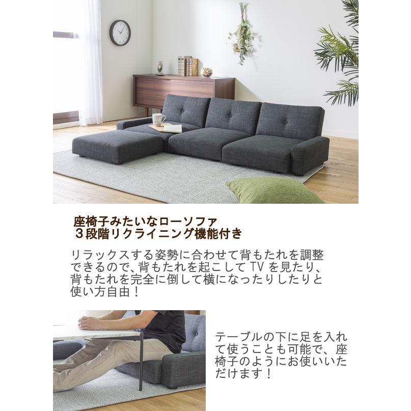 座椅子にもなるローソファ 幅171cm くつろぎ オシャレ リクライニング