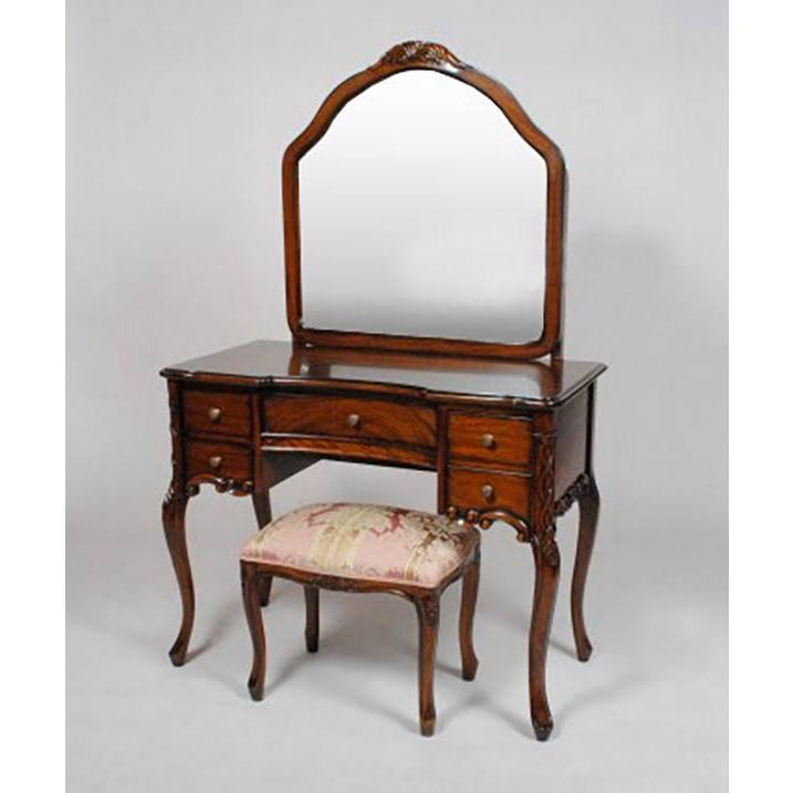 ドレッサー 猫足 幅95cm 丸 アンティーク調 マホガニー 輸入家具