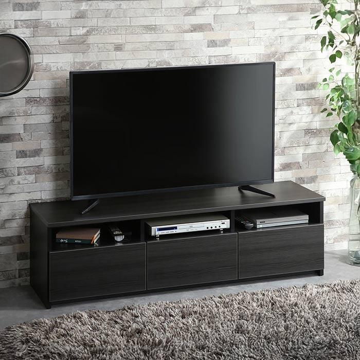 テレビ台 幅150cm フルオープンレール引出 日本製 国産 ブラウン木目 