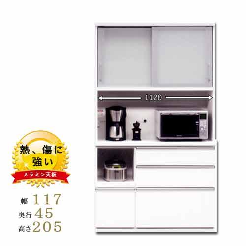 食器棚 レンジボード 幅117cm 高さ205cm 奥行45cm 日本製 メラミン天板 モイス 収納抜群設計 ミドルカウンター ガラス引き戸 開梱設置送料無料 SOK 爆買 特価_12