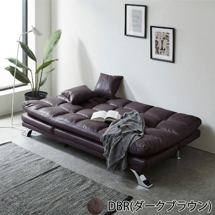 ソファーベッド ファブリックレザー 3人掛け 3Pソファ リクライニング