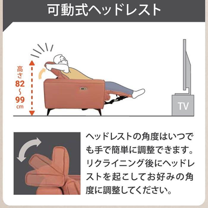 カウチソファ 大型 幅260cm USBポート付き 右カウチ 左カウチ モーション機能付き グレー ファブリック(革のような質感) ヘッド可変式 分割式 SYHC 開梱設置