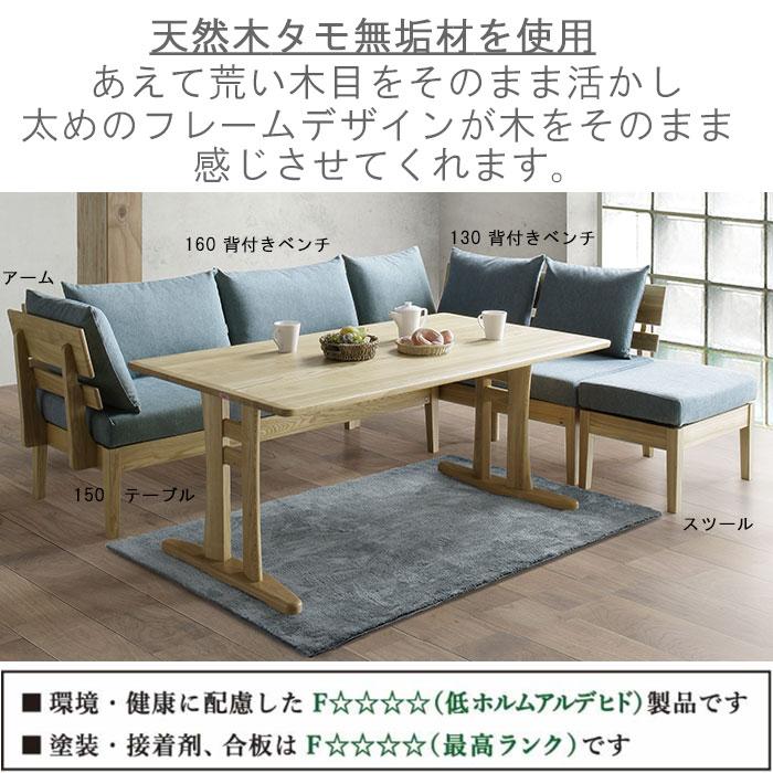 食卓セット ポイント15倍 幅150 ダイニングテーブル×1 スツール×1 130背付きベンチ×1 160背付きベンチ×1 アーム×2 アウノス WeDOStyle GOK 爆買の画像