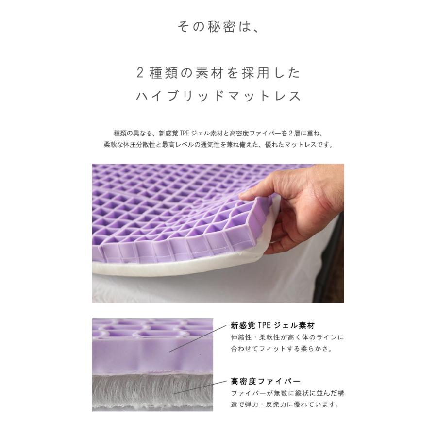 マットレス ゲルマットレス セミシングル SS 体圧分散 TPE 熱可塑性エラストマー ジェル ファイバー 2層構造 軟らかさと柔軟性
