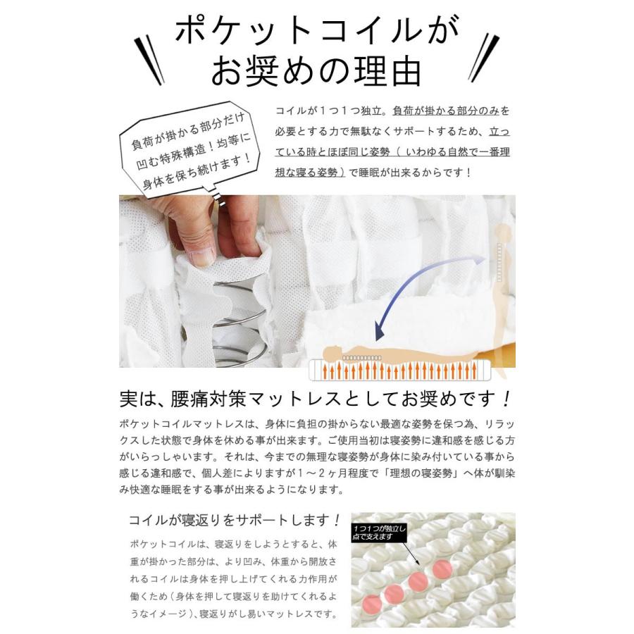 完売】マットレス 極太ポケットコイル シングル 厚み22-23cm