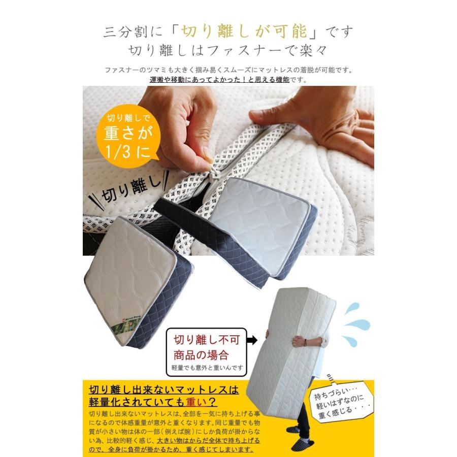 圧縮ロールでお届け　3つ折りポケットコイルマットレス　敷布団　クイーン　ホワイト 圧縮ロールでお届け 3つ折りポケットコイルマットレス 敷布団