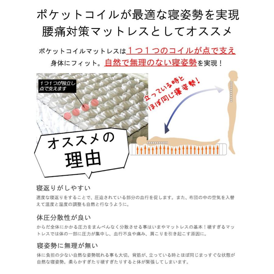 Murren Sleep マットレス 三つ折り 極太 ポケットコイル 夏冬