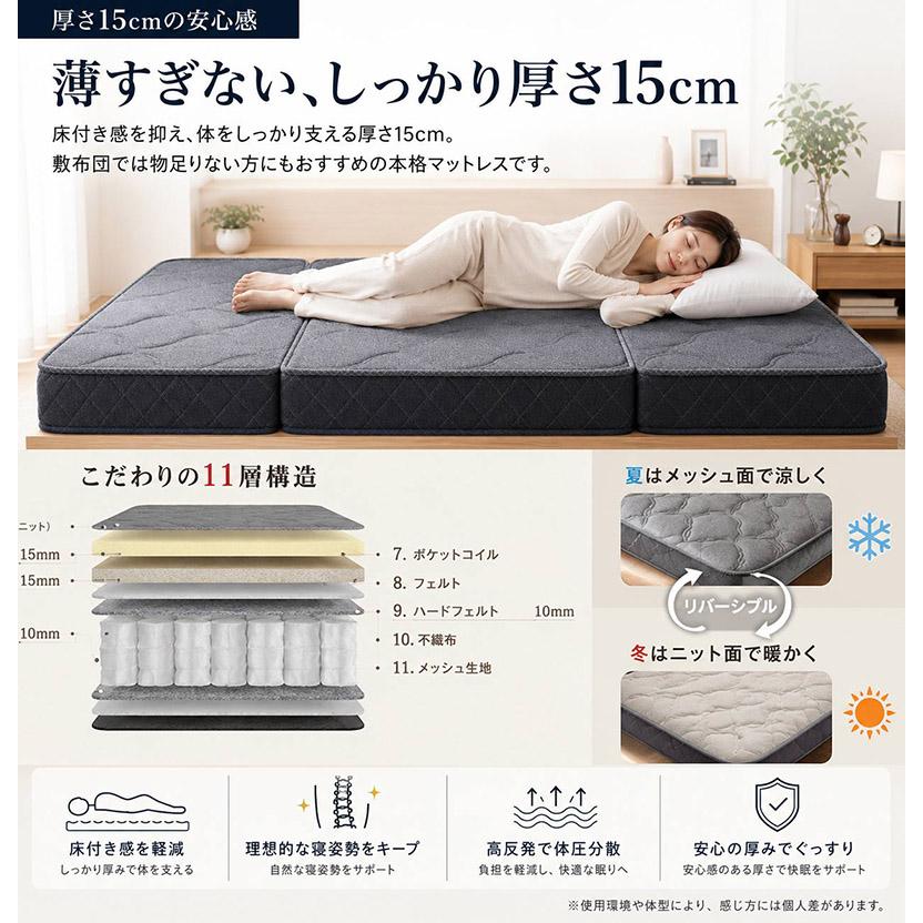 Murren Sleep（ミューレンスリープ） 三つ折りマットレス 極太